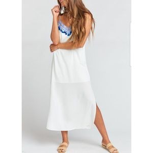 MUMU Angie Slip Dress with embroidery
